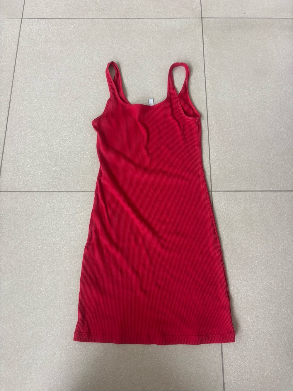 H&M Red Ribbed Tank Slip Dress